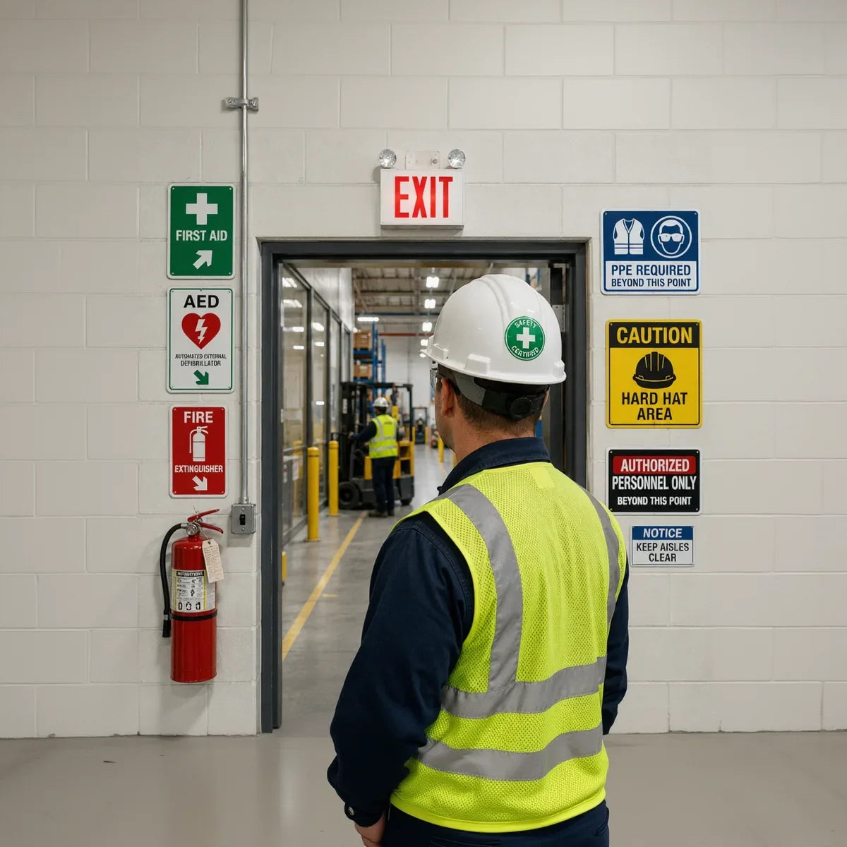 Reflective safety signs for buildings, warehouses, and job sites