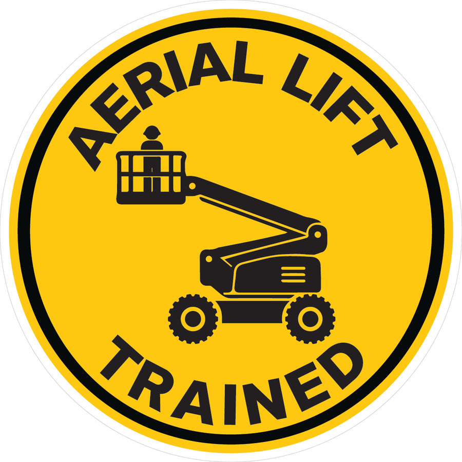 Aerial Lift Trained Hard Hat Sticker