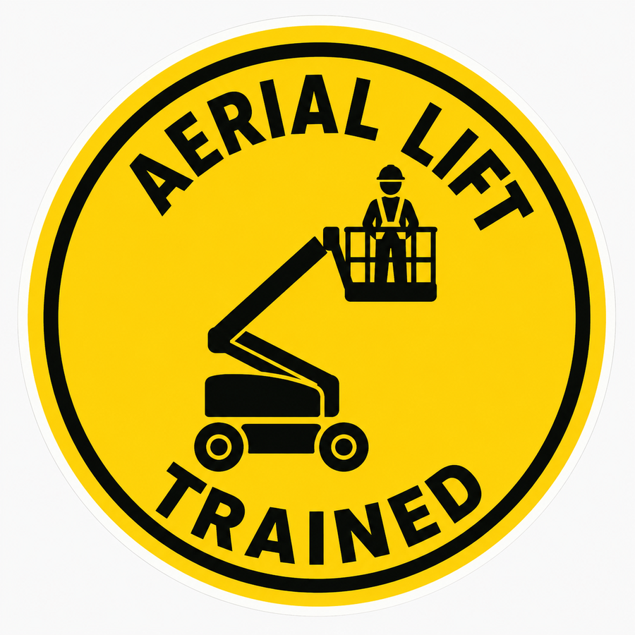 Aerial Lift Trained Hard Hat Sticker