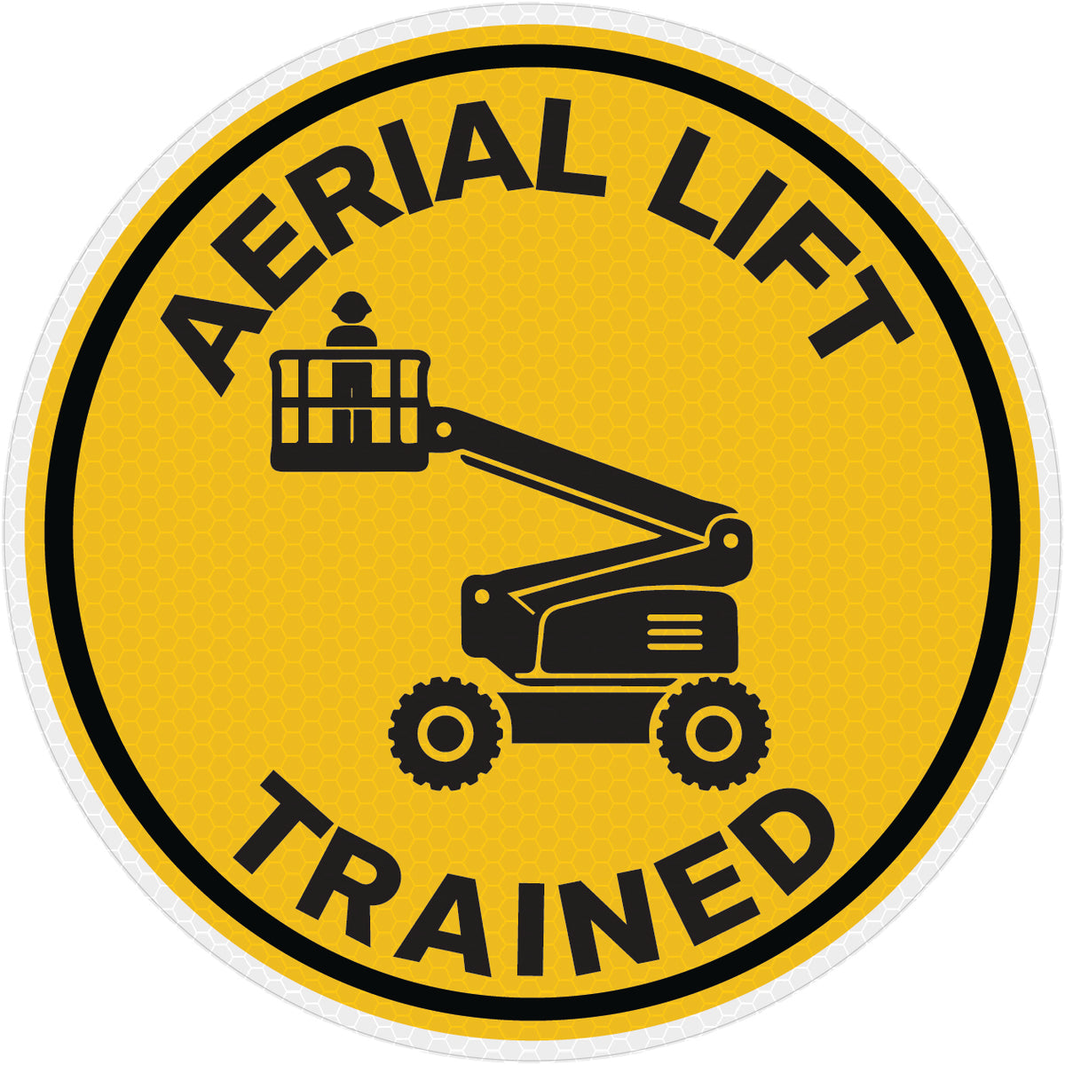 Reflective Aerial Lift Trained Hard Hat Sticker
