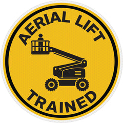 Reflective Aerial Lift Trained Hard Hat Sticker