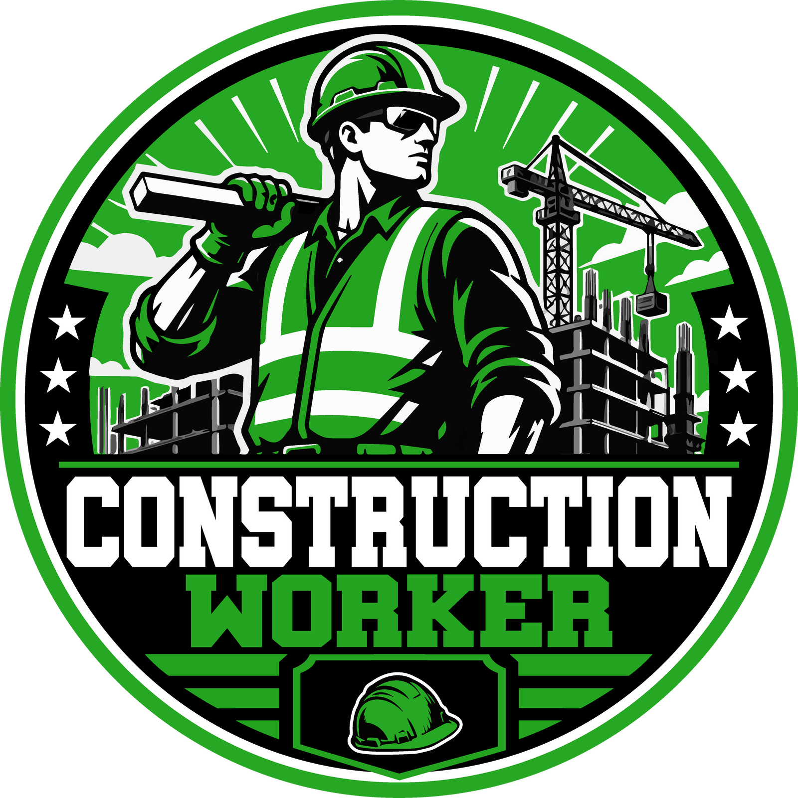 Construction Worker Hard Hat Sticker
