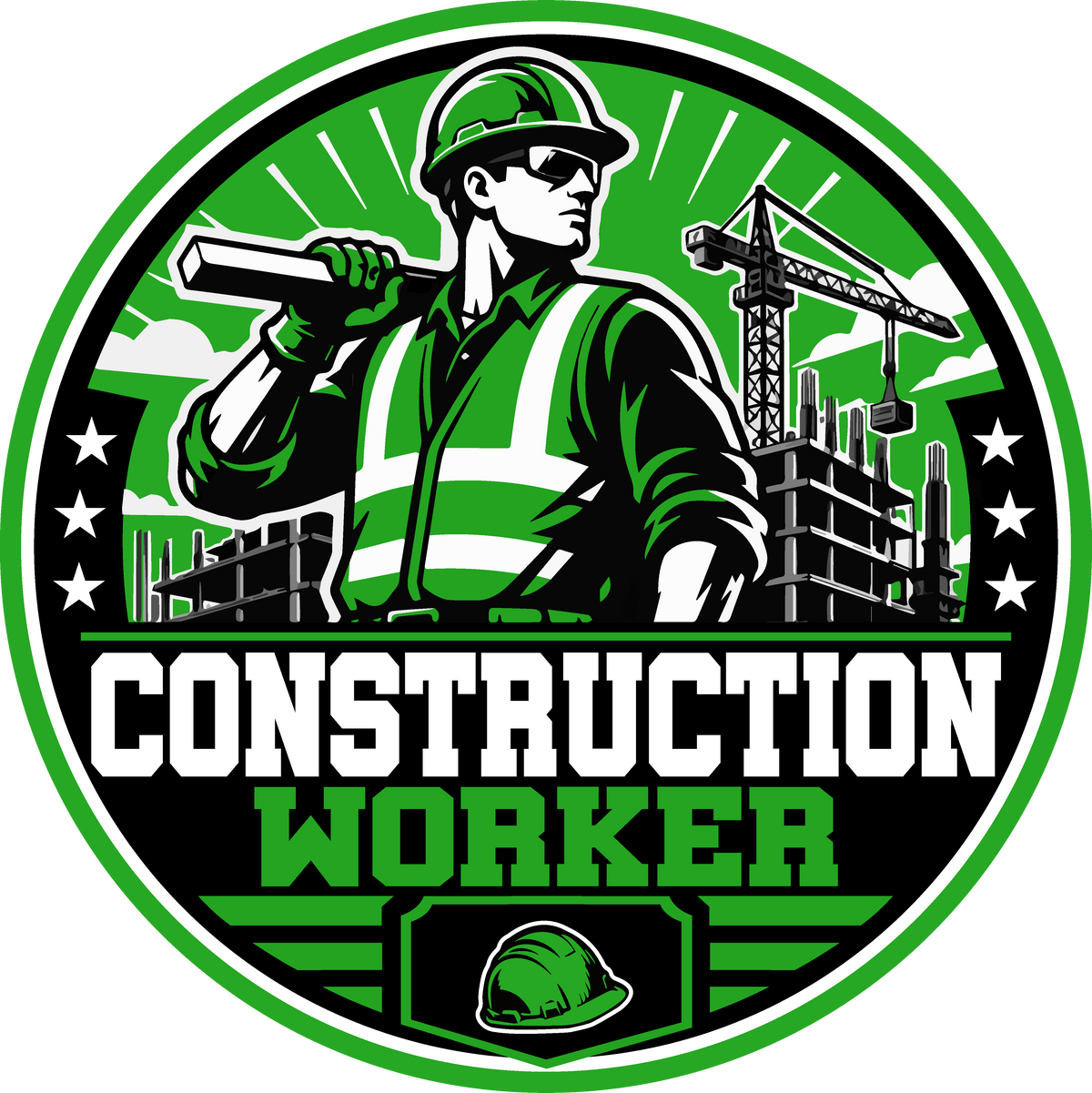 Construction Worker Hard Hat Sticker