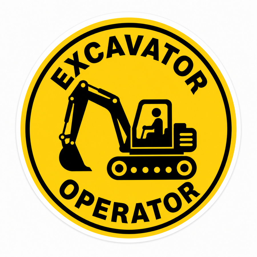 Excavator Operator Hard Hat Sticker
