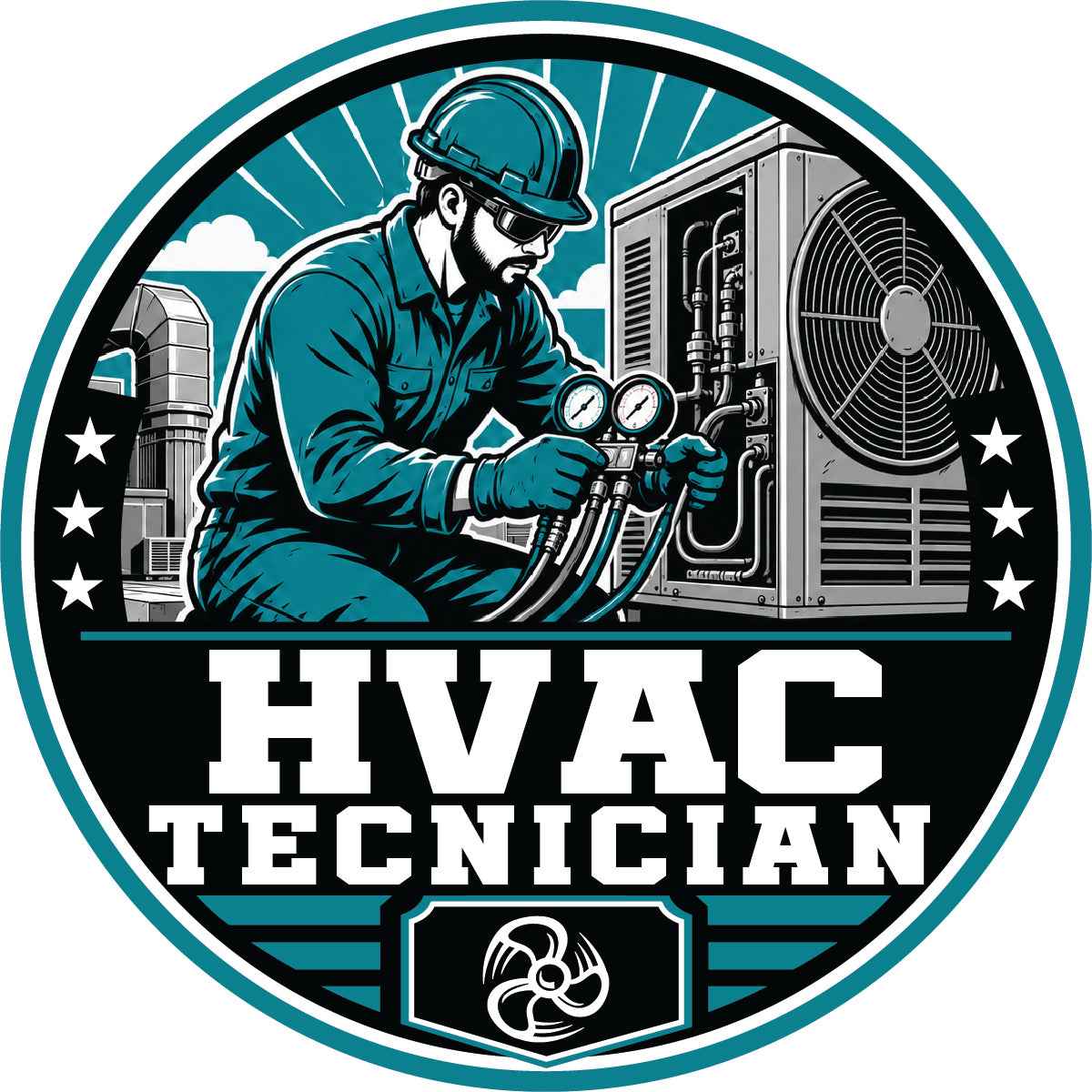 HVAC Technician Hard Hat Sticker