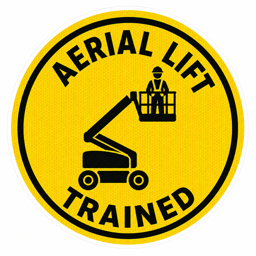 Reflective Aerial Lift Trained Hard Hat Sticker