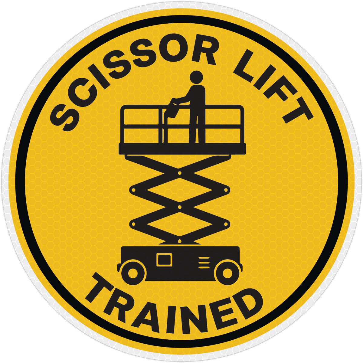 Reflective Scissor Lift Trained Hard Hat Sticker