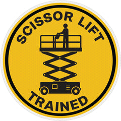 Reflective Scissor Lift Trained Hard Hat Sticker
