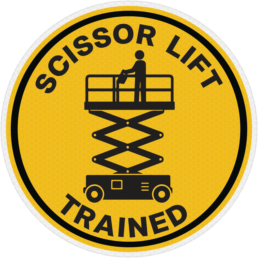 Reflective Scissor Lift Trained Hard Hat Sticker
