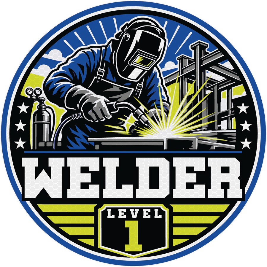 Reflective Welder Level 1 Hard Hat Sticker - Version A