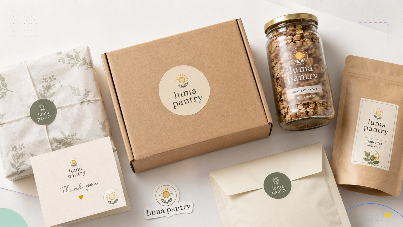 Luma Pantry packaging with custom stickers and labels