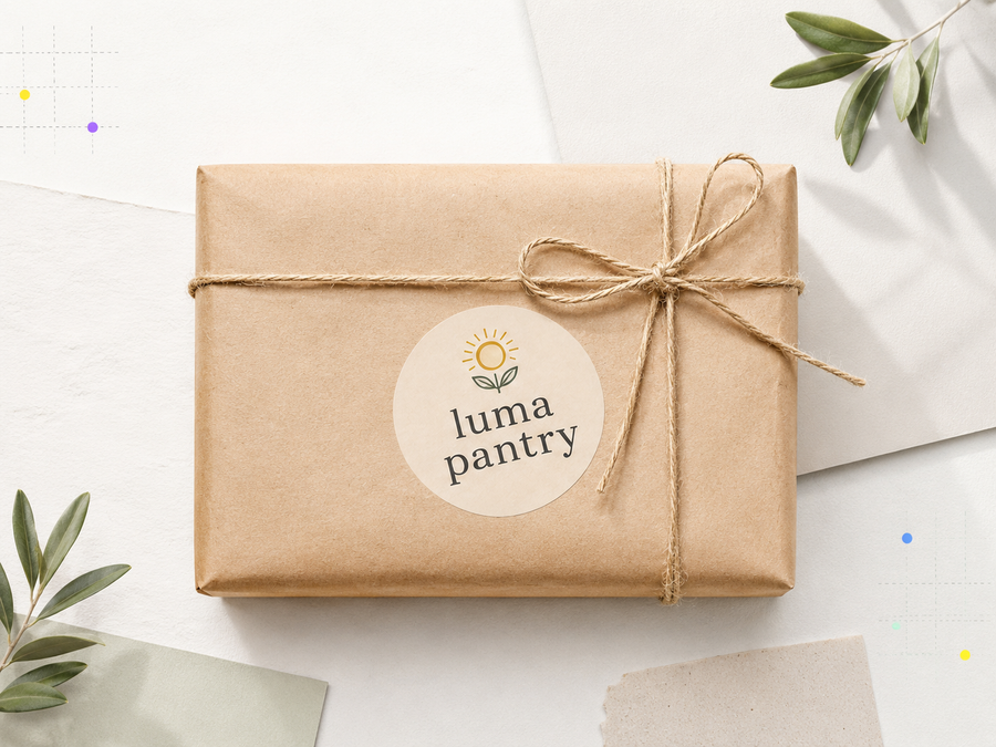 Small business sticker packaging example