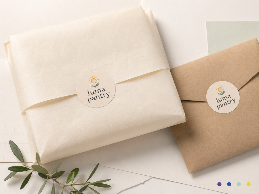 Small business sticker packaging example