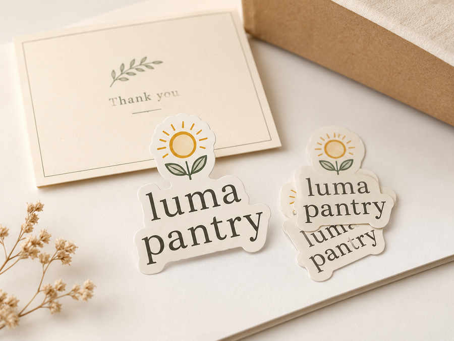 Small business sticker packaging example